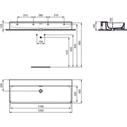 Ideal Standard - Waschtisch CONCA, o.Hl., m.Ül., 1200x450x165mm, Weiß mit IdealPlus