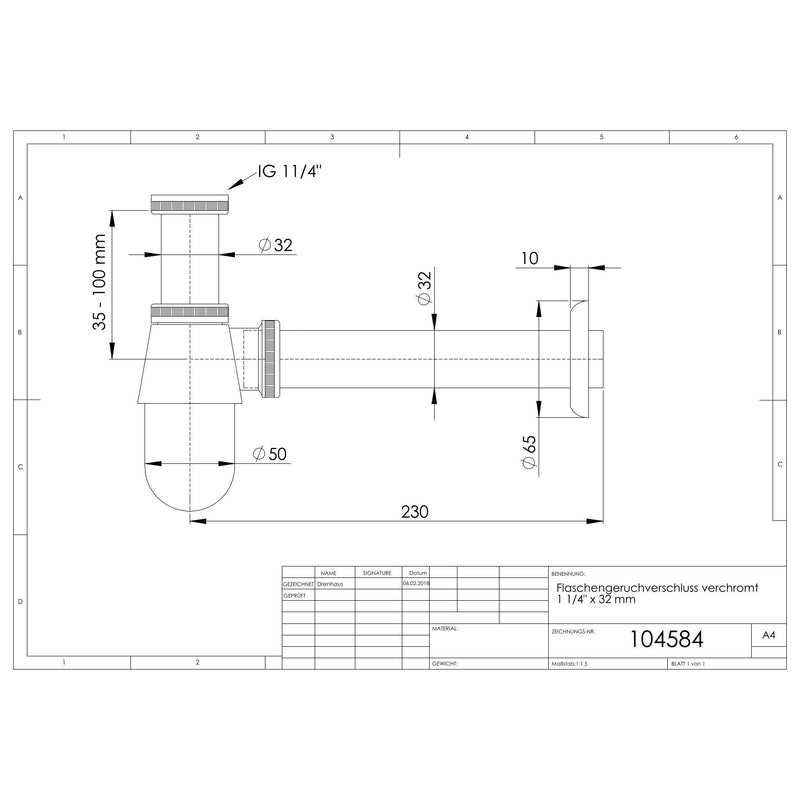 Adolf Schmidt - Basic Flaschengeruchverschluss verchromt 1 1/4 x 32 mm
