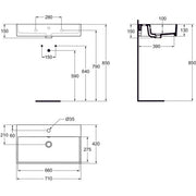 Ideal Standard - Waschtisch STRADA, 1 Hl., m.Ül., 710x420x145mm, Weiß