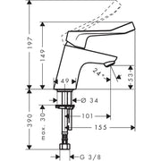 Hansgrohe - Waschtischmischer FOCUS Care 70 ohne Ablaufgarnitur chrom