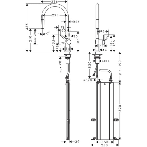 Hansgrohe - Spültischmischer 210 TALIS M54 Ausziehauslauf 1jet sBox mattschwarz