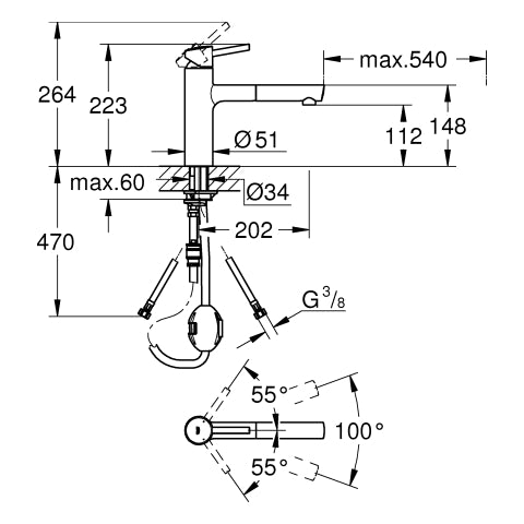 Grohe - Spültisch EHM CONCETTO 31129 ausziehbarer Mousseur supersteel