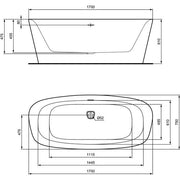 Ideal Standard - Duo-Badewanne DEA, freistehend, 1700x750x475/610mm, Schwarz Matt