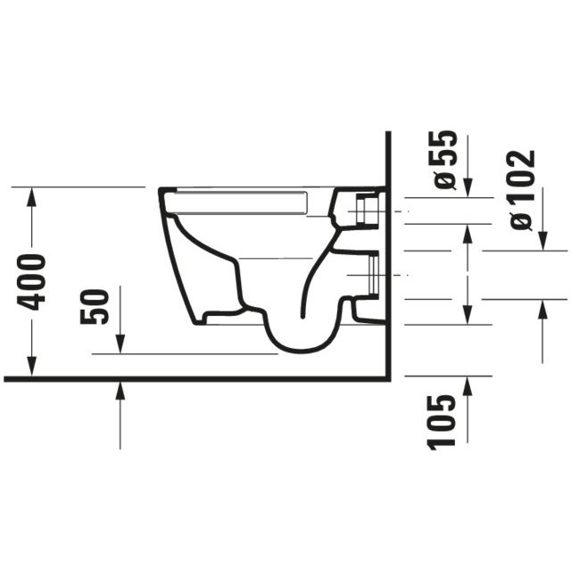 Duravit - Wand-WC ME by Starck Compact 480mm Tiefspüler, rimless, Durafix, weiß
