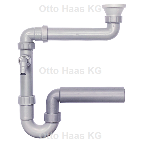Otto Haas KG - IKEA Spülen-Ablaufadapter 11/2 mit Raumsparsiphon DN50, grau