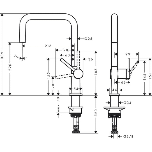 Hansgrohe - Spültischmischer U 220 Talis M54 Eco 1jet chrom