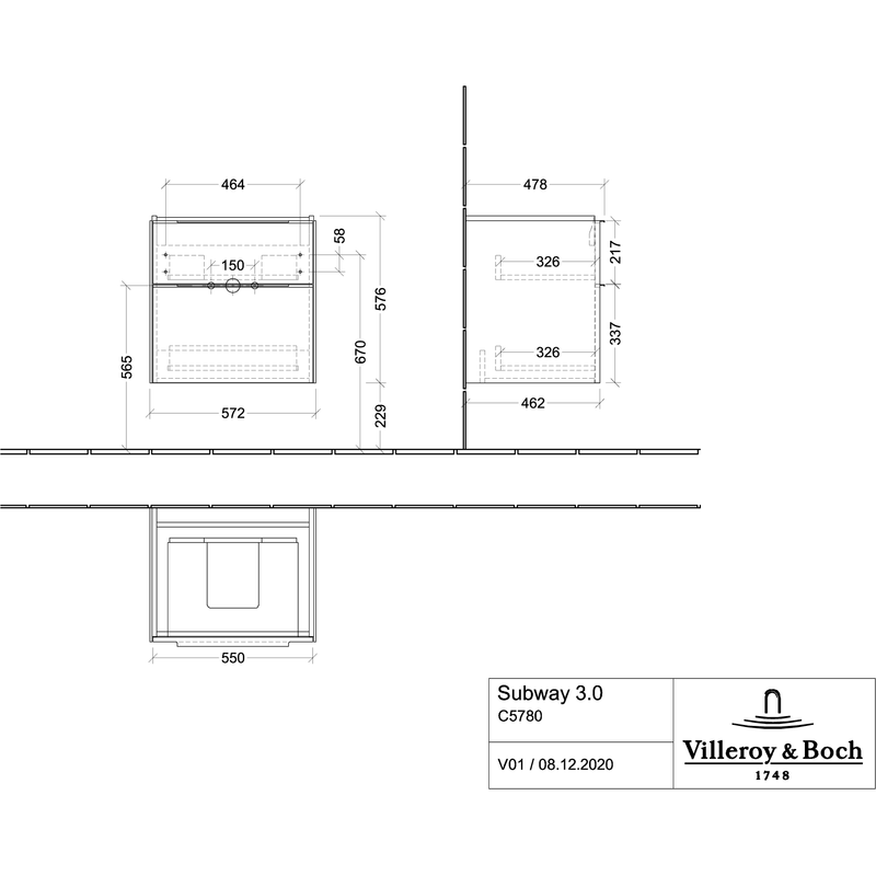 VILLEROY & BOCH - WTU 572x576x462 mm 2 Auszüge Graphite