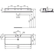 Ideal Standard - Waschtisch CONCA, 3 Hl., m.Ül., 1200x450x165mm, Weiß mit IdealPlus