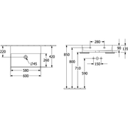 VILLEROY & BOCH - WT Memento 2.0 600x420mm re-eckig o. ÜL. geschliffen Graphite cplus