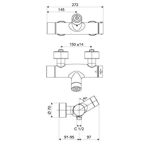 SCHELL - Vorwand-Duscharm. VITUS VD-C-T CVD-Zeitgst,Therm.,man.TD n.DVGW