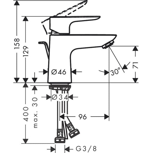 Hansgrohe - Waschtischmischer 80 Talis E LowFlow, mit Ablauf, chrom
