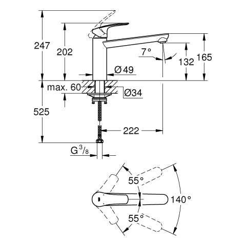 Grohe - EH-SPT-Batterie EUROSMART 30463 mittelhoher Auslauf chrom