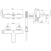 Ideal Standard - Badearmatur AP CONCA, m.Stab-HB, Brauseschlauch u.Wandhalter, Chrom