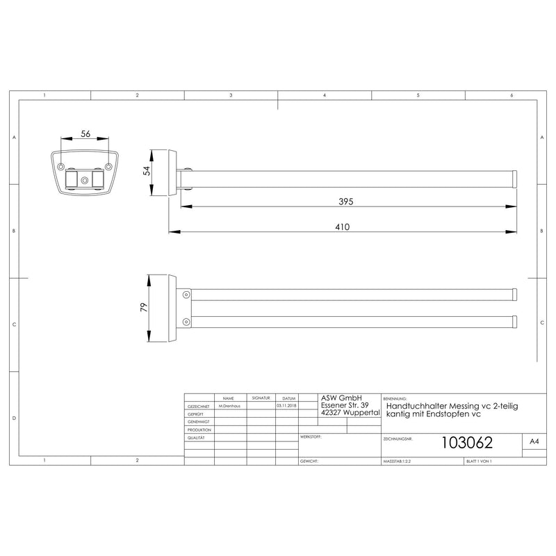 Adolf Schmidt - Handtuchhalter Serie 1000 2-armig chrom
