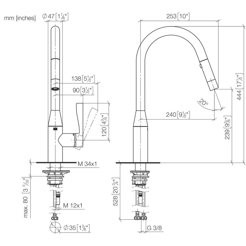 Dornbracht - EHM Pull-down mit Brausefunktion Sync 33870895 platin