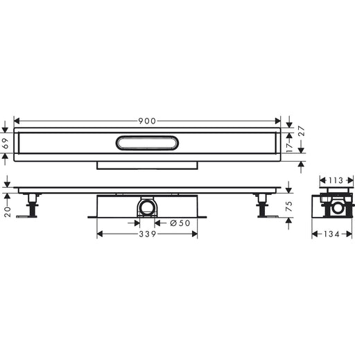 Hansgrohe - Komplettset uBox universal für Standardinstall.900mm für DR FS