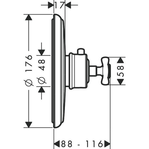 Hansgrohe - Fertigset UP Thermostat AXOR MONTREUX 16815 brushed nickel m.Kreuzgriff