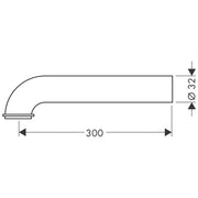 Hansgrohe - gebogenes Rohr, m.Bord DN32 x 300mm chrom