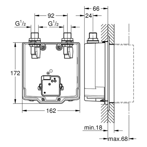 Grohe - UP-Einbaukasten EUROSMART CE 36339 mit Mischung für IR-FMS/230V