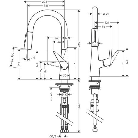 Hansgrohe - Spültischmischer TALIS S 160 chrom mit Ausziehbrause