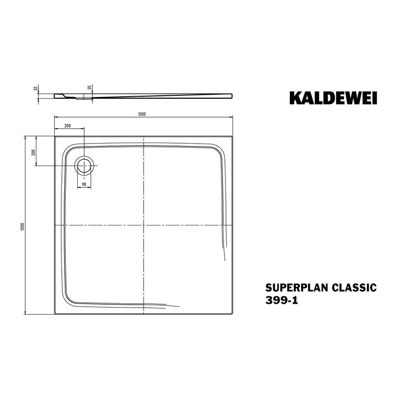 Franz Kaldewei - DW SUPERPLAN Mod.399-1,1200x1200x25 AS, alpinweiß