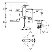 Grohe - EH-WT-Batterie EUROSMART C 23926 M-Size Push-open Ablaufgarnitur chrom