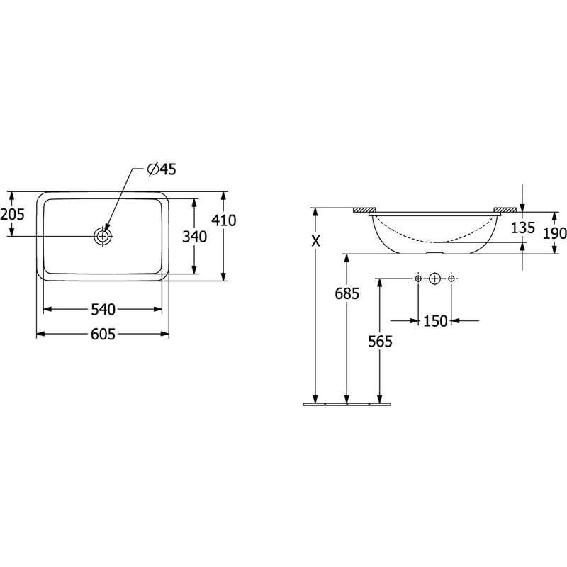 VILLEROY & BOCH - UnterbauWT Loop&Friends 4A5700 540x340mm re-eckig m ÜL AS gl weAlpinc