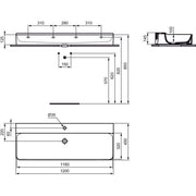 Ideal Standard - Waschtisch CONCA, 1 Hl., o.Ül., 1200x450x145mm, Weiß