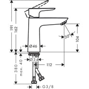 Hansgrohe - Waschtischmischer 110 TALIS E CoolStart mattschwarz ohne Ablaufg