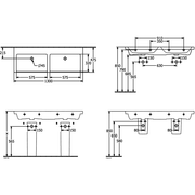 VILLEROY & BOCH - Schrank-Doppelwaschtisch Subway 3.0 1300x475mm Rechteck m. ÜL. Weiß Alpin