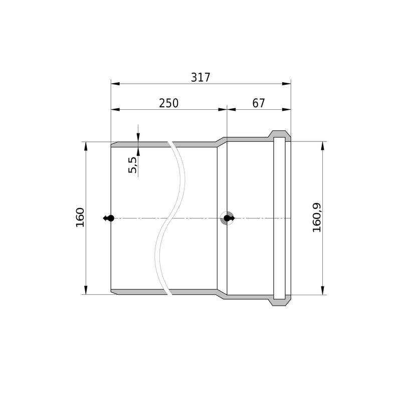 Wavin - Rohr AS+ DN 150 0,25 m S/PL