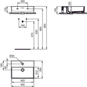 Ideal Standard - Handwaschbecken EXTRA, 1 Hl., m.Ül., 450x350x150mm, Weiß mit IdealPlus