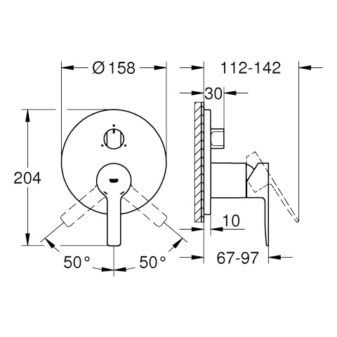 Grohe - Einhandbatterie LINEARE 24095 FMS für 35600 3-Wege Umstellung supersteel