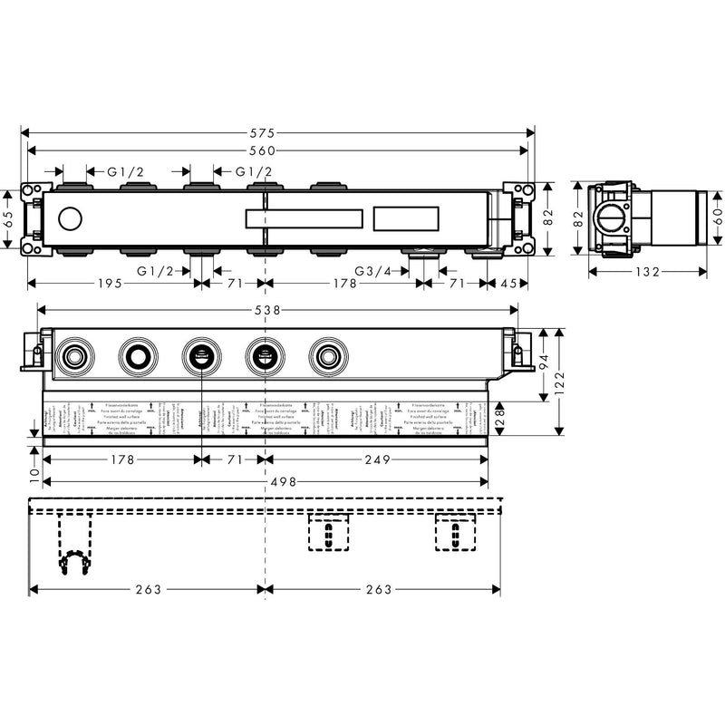 Hansgrohe - Grundset AXOR Thermostatmodul Select 3 Verbraucher