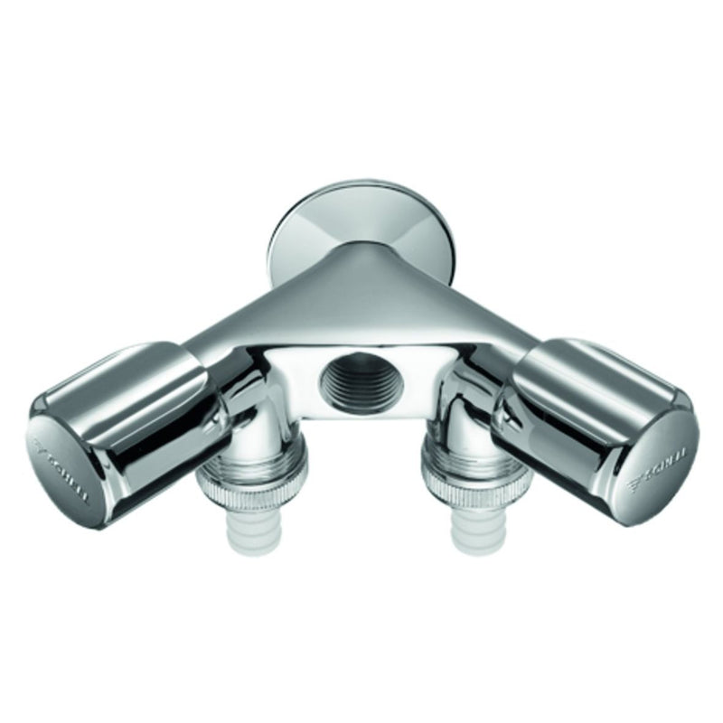 SCHELL - NA-Doppelventil 1/2, chrom COMFORT m. 2 Anschl, m. RV