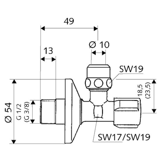 SCHELL - Eckregulierventil COMFORT 3/8 chrom, ohne ASAG