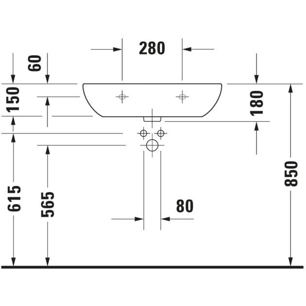 Duravit - Waschtisch D-Code Med 650 mm ohne ÜL, mit HLB, ohne HL, weiß