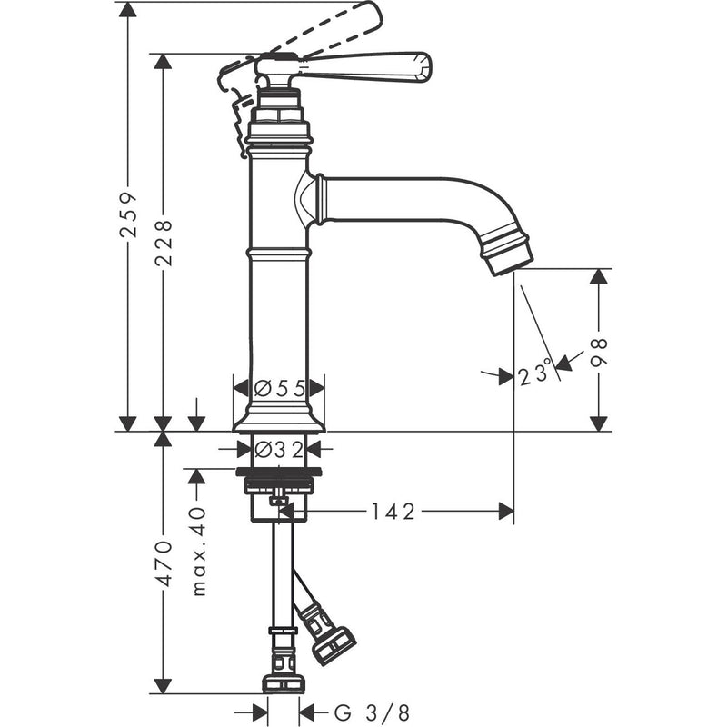 Hansgrohe - Waschtischmischer 100 AXOR Montreux ohne Ablaufgarnitur chrom