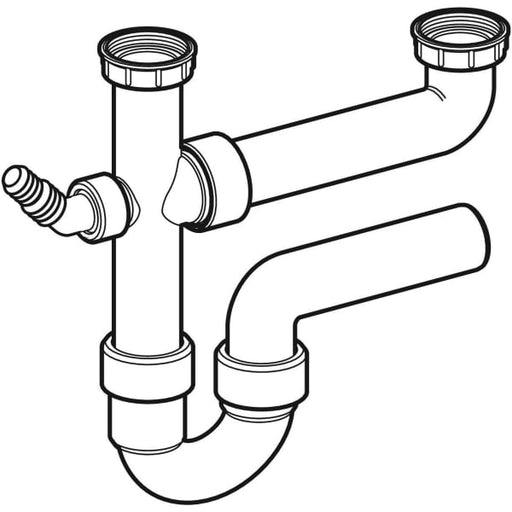 Geberit Vertriebs - Rohrbogengeruchsverschluss für zwei Spülbecken Abgang horiz. G1 1/2x50 OM