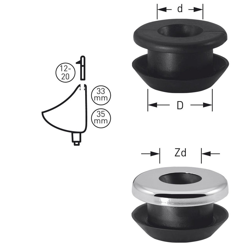 Adolf Schmidt - STEDO Urinal-Verbinder MÜLET schwarz, mit Rosette 15,5mm