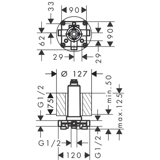 Hansgrohe - Kopfbrause 460 Grundset AXOR