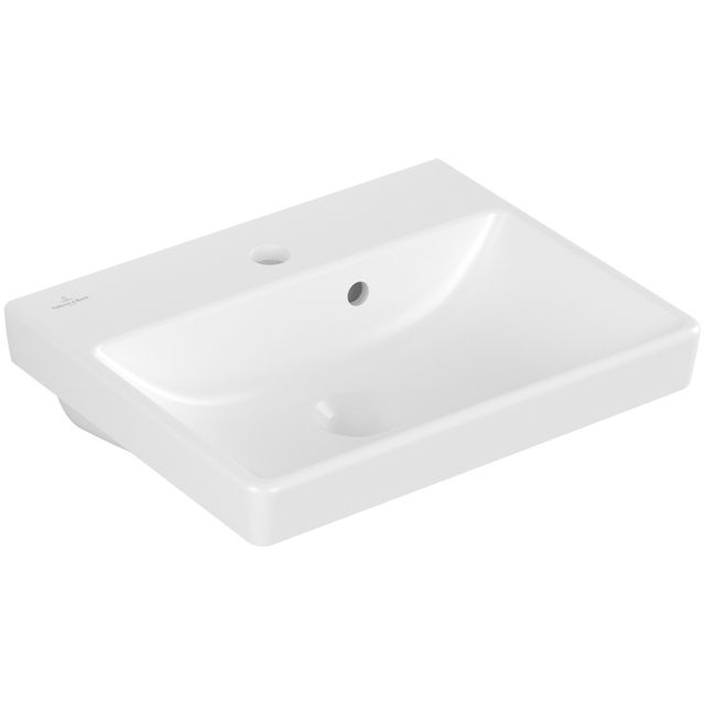 VILLEROY & BOCH - Handwaschbecken Avento 450x370mm re-eckig 1HL. m. ÜL. Stone White cplus