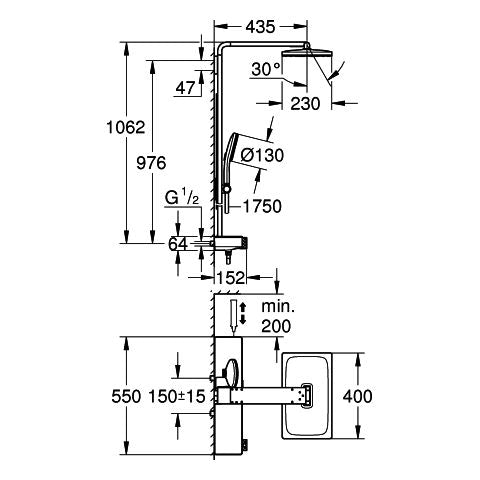 Grohe - THM-Duschsystem RSH Aqua Pure 100961 KB 8,7l eckig schwarz/chrom
