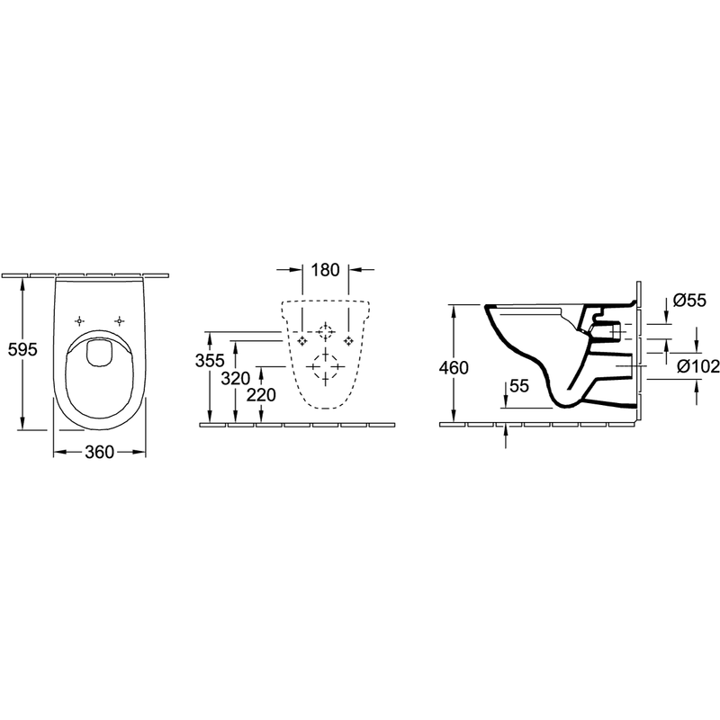 VILLEROY & BOCH - Combi-Pack ViCare 75UNIVERSAL 360x 595x400mm wandh. Abg. waagr. DF we Alpin