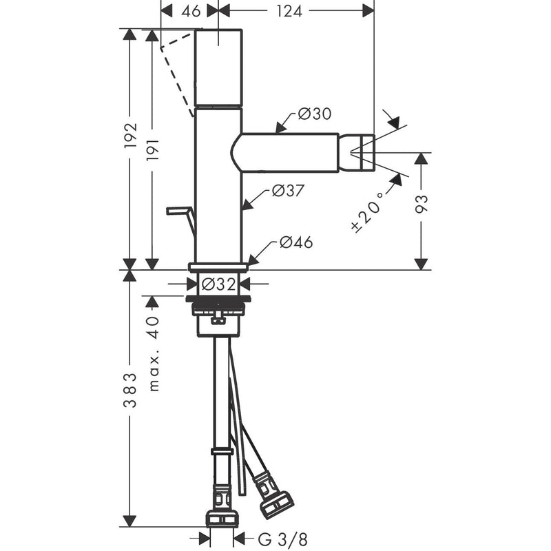 Hansgrohe - Bidetmischer AXOR Uno Bügelgriff brushed nickel