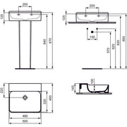 Ideal Standard - Waschtisch CONCA, o.Hl., o.Ül., 500x450x145mm, Weiß