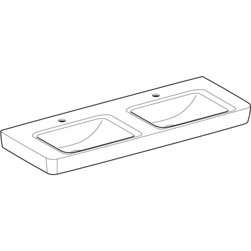 Geberit Vertriebs - RENOVA Plan Doppelwaschtisch 130x48cm m. Hl., o. Ül., weiß, NEU