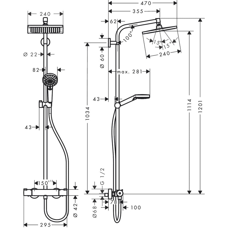 Hansgrohe - Showerpipe Crometta E 240 chrom