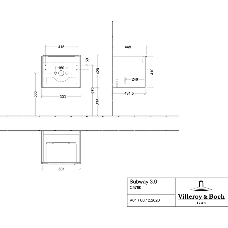 VILLEROY & BOCH - WTU 523x432x431 mm 1 Auszüge Brilliant White
