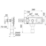 Dallmer - Waschgeräte-Siphon 406 E Wandeinbau, DN40/DN50